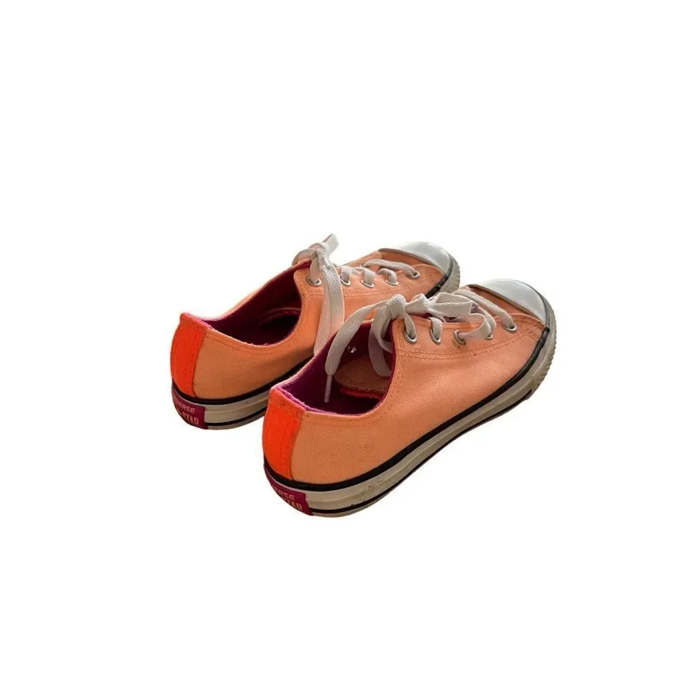Converse Kids Girls Orange Lace Up Low Top Chuck Taylor All Star Sneakers Size 3